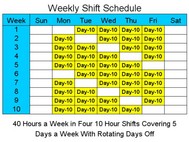 10 Hour Schedules for 5 Days a Week screenshot